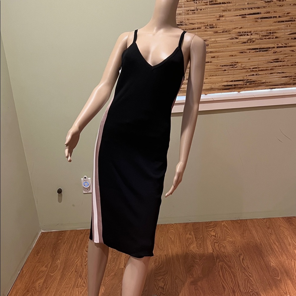 Rudsak Black Dress Tank Style Dress with white & Brown Stripes Size L